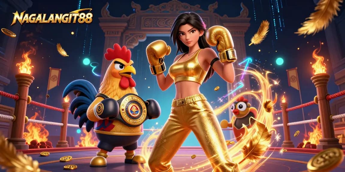 NAGALANGIT88 players strategizing in a vibrant lighting arena with golden symbols and championship elements