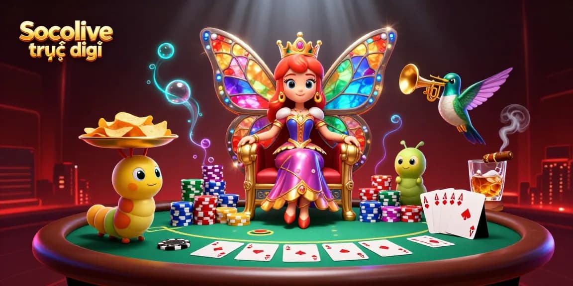 Experience the excitement of Socolive trực tiếp with vibrant colors and animated gambling elements.