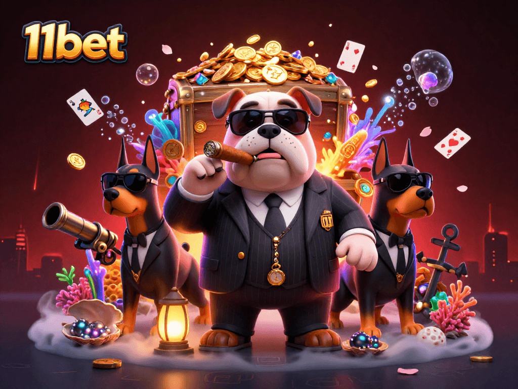 Play 11bet and experience immersive casino thrills with our animated mafia-themed illustration.