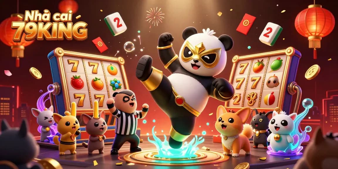 Experience the thrill of slots at Nhà cái 79KING with lively characters and vibrant casino elements.