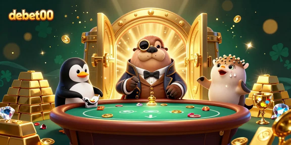 Play poker at debet00 with a jolly walrus, penguin dealer, and a bluffing pufferfish.