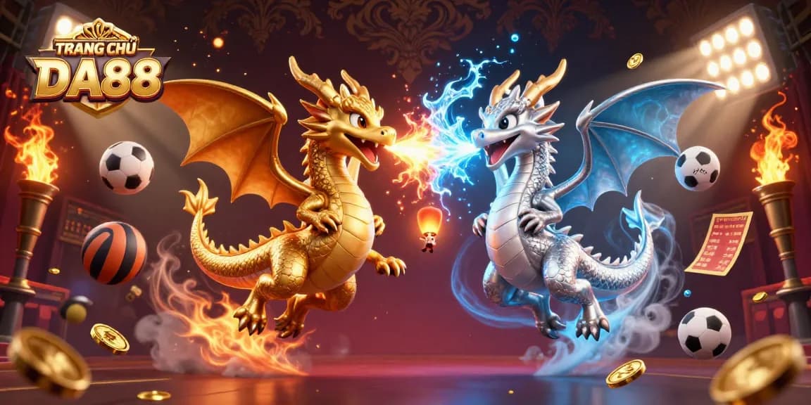 Engage with TRANG CHỦ DA88 as twin dragons soar amid a dynamic casino scene.