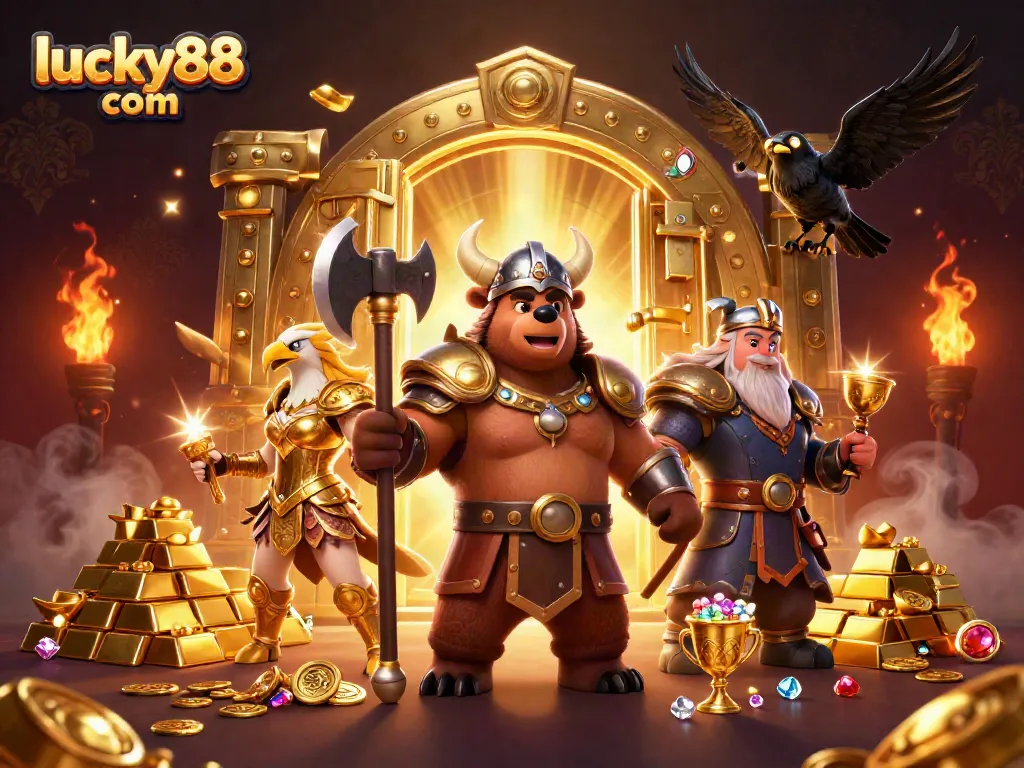 Experience thrilling wins with lucky88 com as the Viking berserker and Valkyrie eagle battle for treasure!