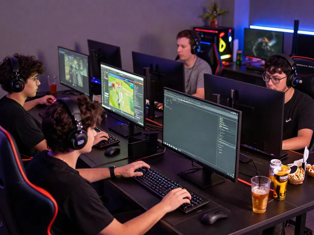 Players enjoying DU88 online gaming in an energetic setup with vibrant lights.