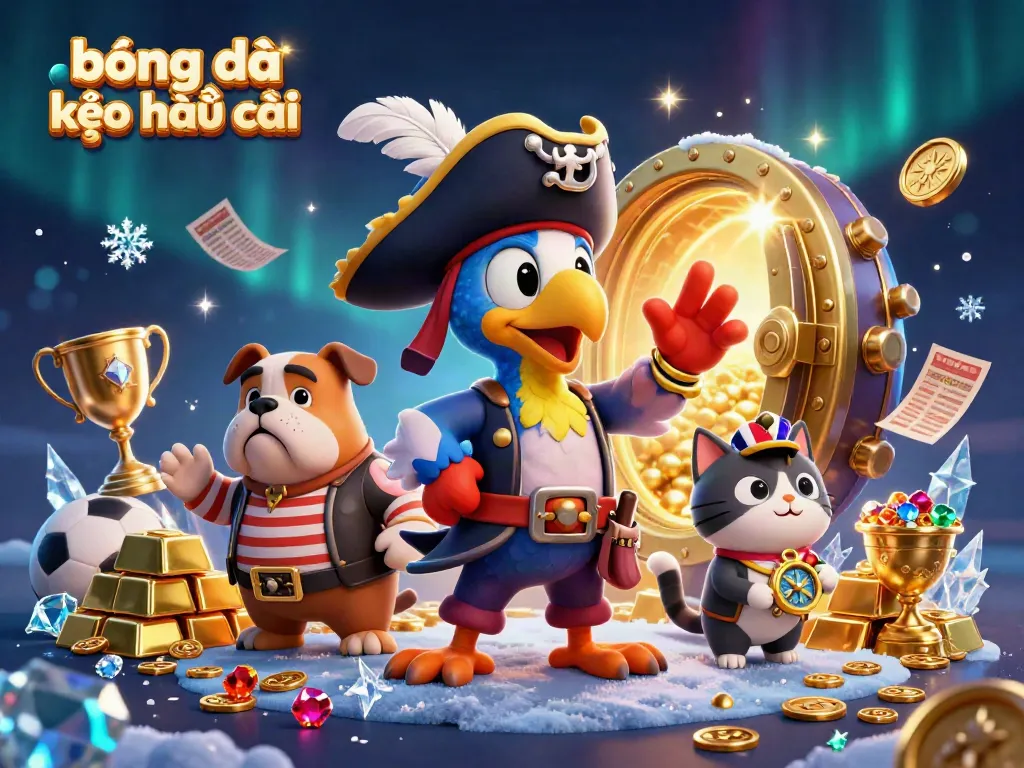 Engaging scene of cartoon pirate captain and crew illustrating bóng đá kèo nhà cái in a sports betting environment.
