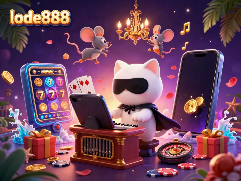 Experience the thrill of lode888 with a captivating 3D casino scene featuring dynamic characters and gaming elements.