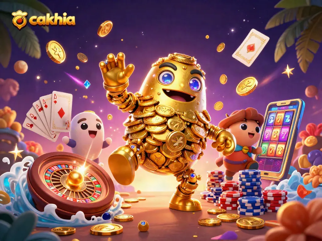 Experience cakhia's thrilling gambling atmosphere with dynamic golden golem showcasing vibrant casino elements.