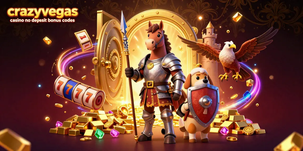 Activate crazyvegas casino no deposit bonus codes for win excitement with knights and treasure in 3D.