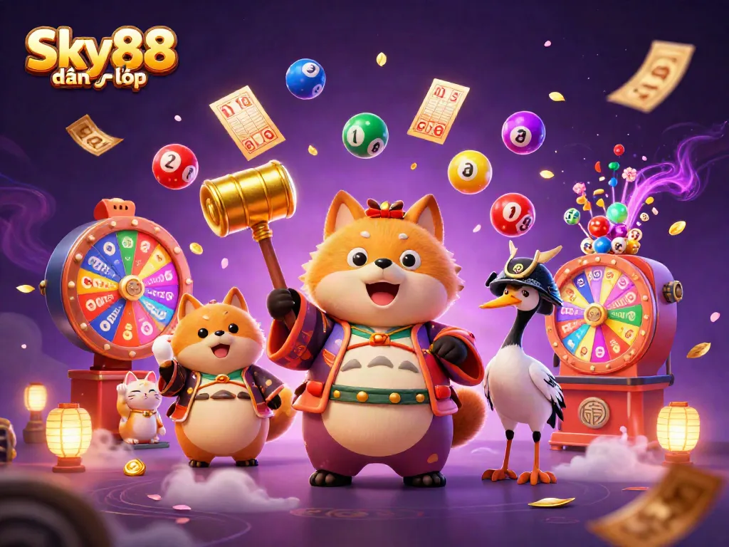 Sky88 đăng nhập enables dynamic lottery action with cheerful characters and engaging game elements.