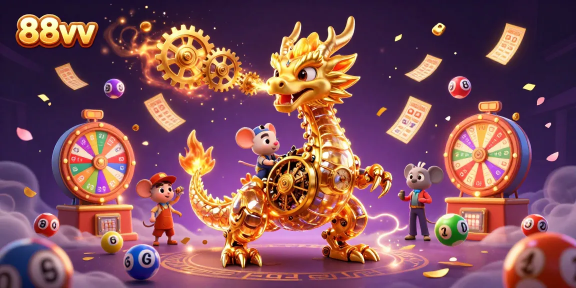 Engage with the dynamic world of 88vv showcasing a golden dragon and vibrant gaming elements.