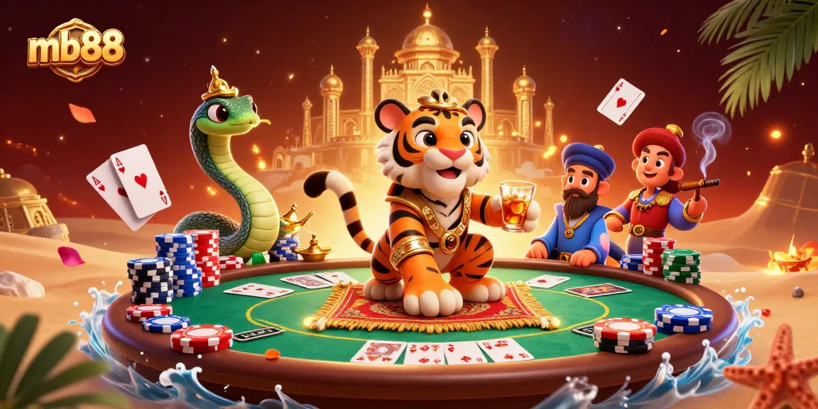Khám phá trò chơi tại mb88 với hổ sultan và genie trong một thiết kế 3D sống động.