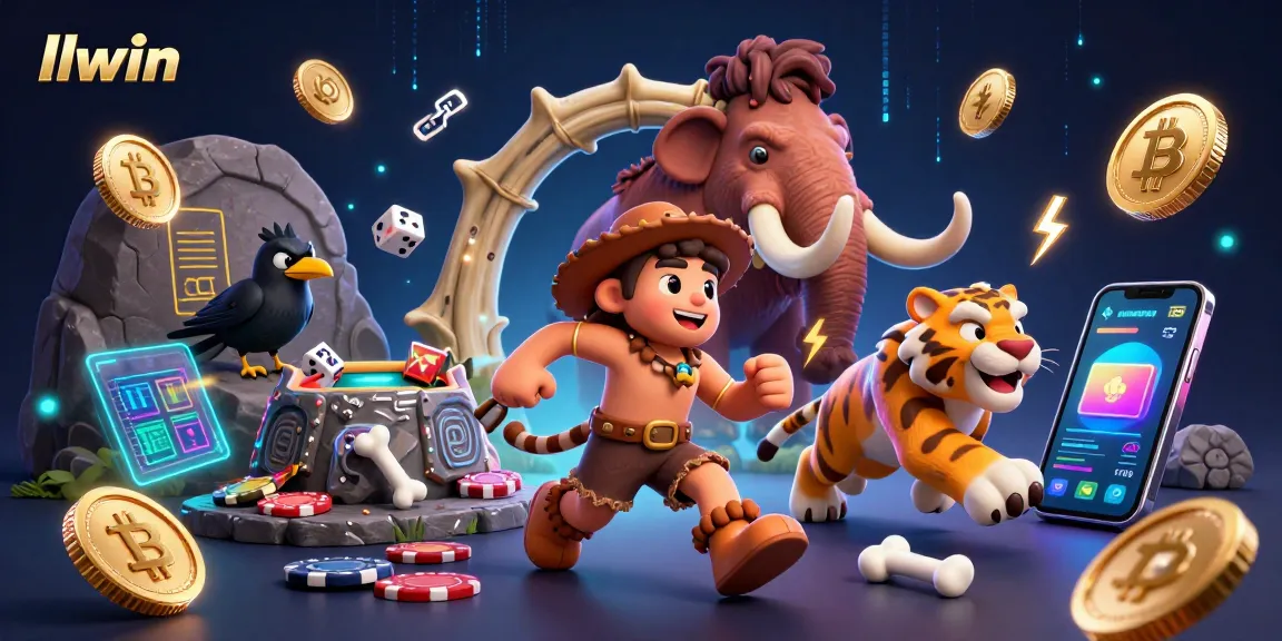 Transform your gaming experience with llwin in a vibrant casino scene showcasing unique characters and crypto elements.