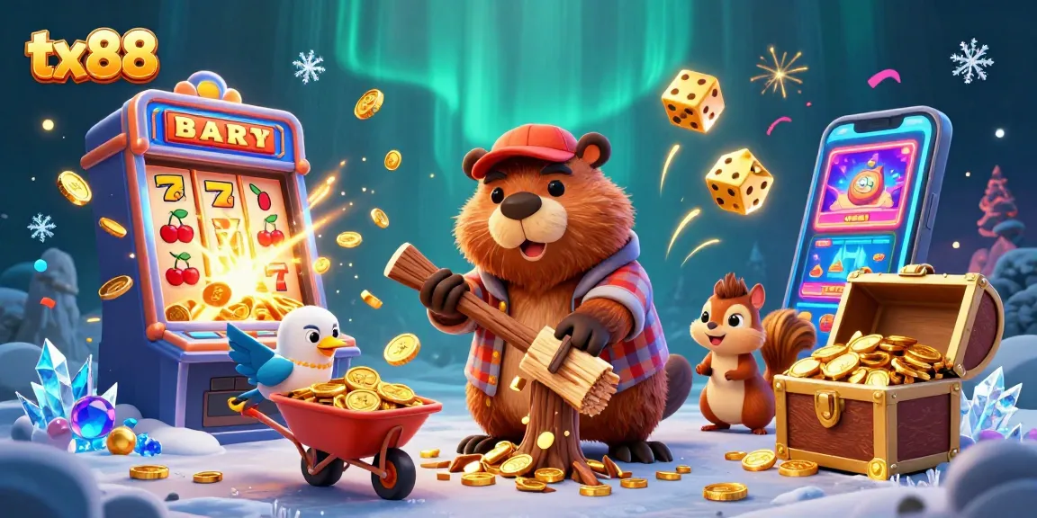 Experience the excitement of tx88 with vibrant 3D casino characters collecting coins in a dynamic scene.