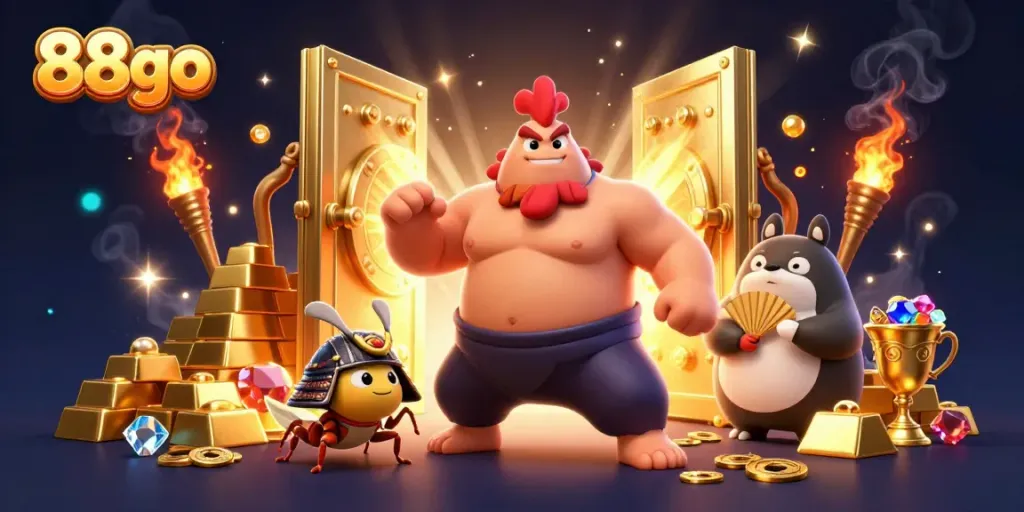 Experience thrilling action with 88go in a vibrant, dynamic casino-themed scene.
