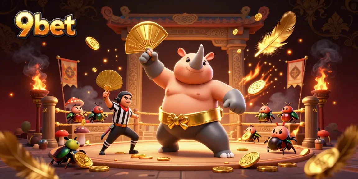 Watch the 9bet rhinoceros beetle sumo champion stomp as coins fly in an epic casino showdown.