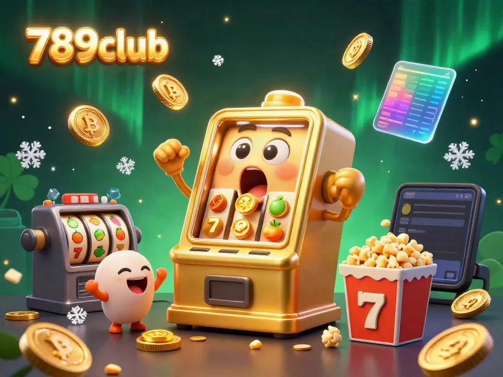 Experience the excitement of the 789club slot machine hitting a jackpot with cheerful characters and dynamic crypto elements.
