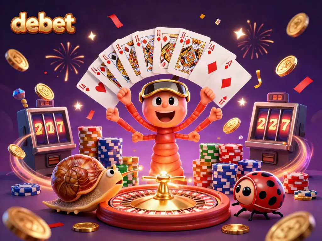 Experience the excitement at Debet with 3D characters, vibrant casino elements, and thrilling action.