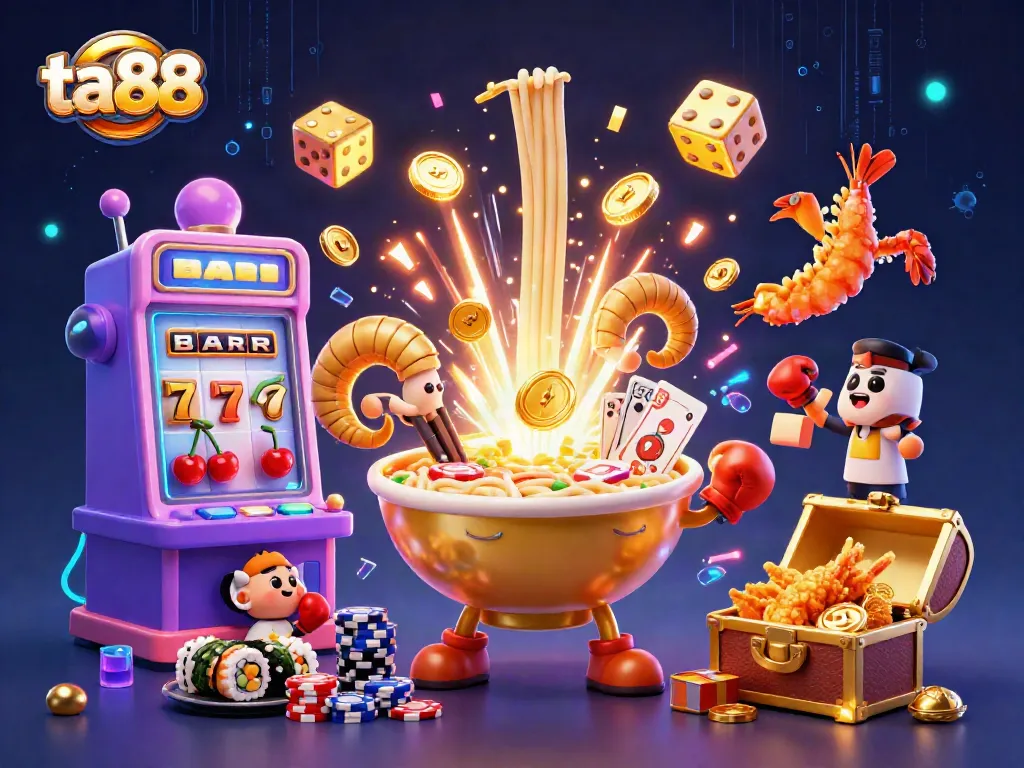 Catch vibrant gaming action at ta88 with a dynamic 3D illustration of animated casino characters.