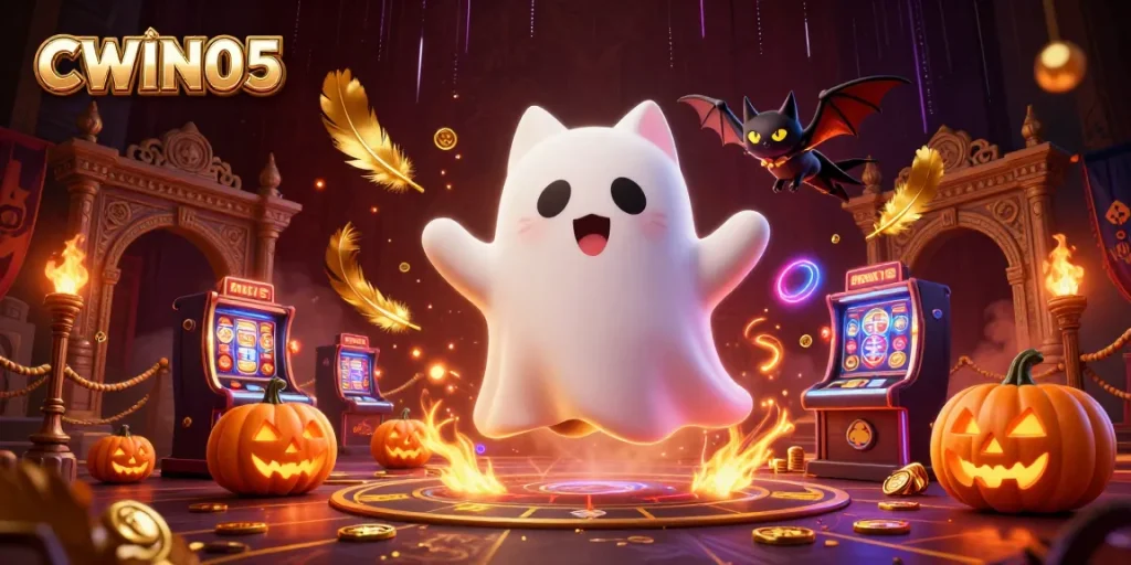 Experience the thrills of CWIN05 in a haunted casino ambiance with animated characters.